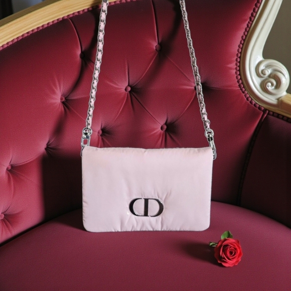 Dior Soft Pink Puffer Pouch Crossbody Shoulder Bag Clutch NEW GWP